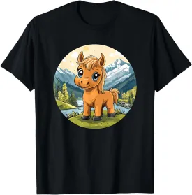 Adorable Pony In Mountain Landscape T-Shirt