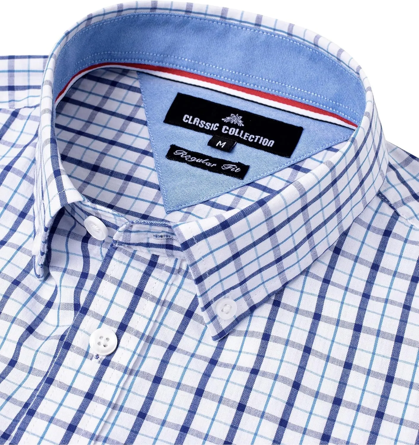 Alimens & Gentle Men's Plaid Button Down Shirts Cotton Long Sleeve Dress Shirts Regular Fit Gingham Shirts