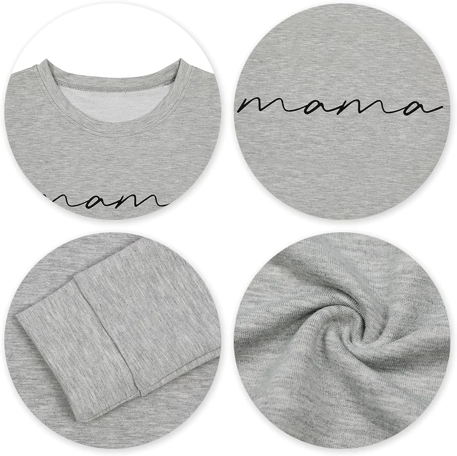 ASTANFY Womens Crewneck Sweatshirt Mama Letter Print Long Sleeve Loose Fashion Pullover Top