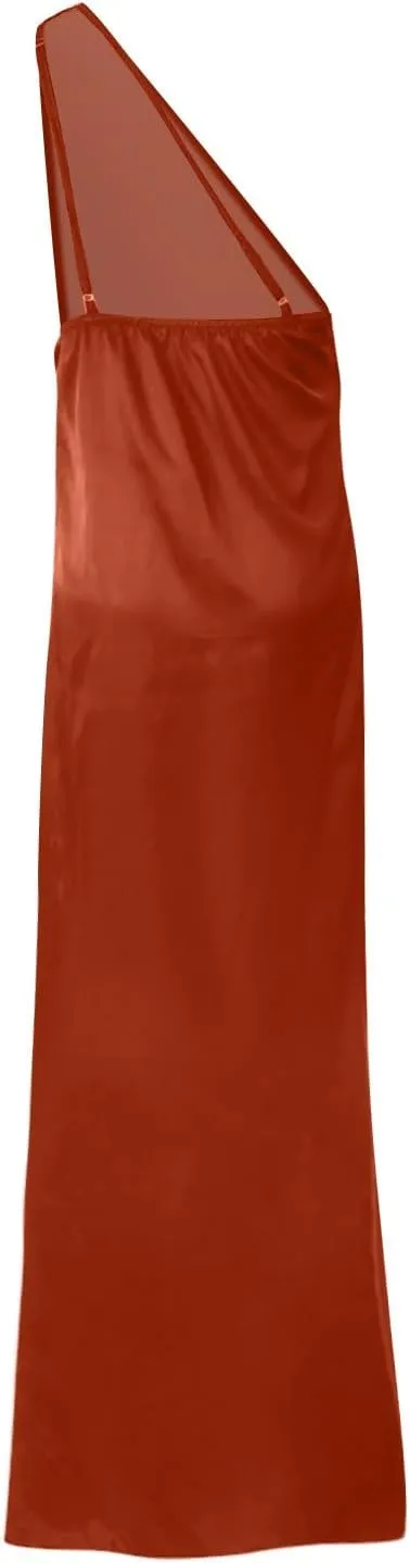 BAXLIMEK Formal Dresses for Women,2025 Elegant Bodycon One Shoulder Cocktail Dress,Trendy High Slit Flowy Hem Party Dress