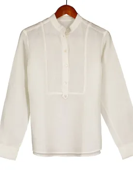 Bib Shirt in Herringbone Linen