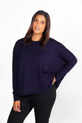 Boxy Jacquared Knit | Navy