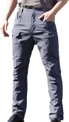 Cargo Joggers for Men Elastic Waist Stretch Athletic Sweatpants Baggy Outdoor Trousers with Multi Pockets