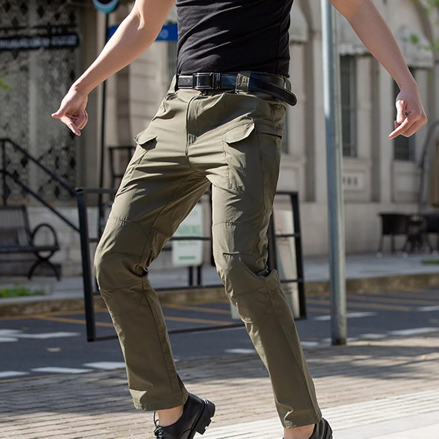 Cargo Joggers for Men Elastic Waist Stretch Athletic Sweatpants Baggy Outdoor Trousers with Multi Pockets