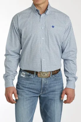 Cinch Mens Geometric Print L/S  Button Down Western Shirt - Light Blue - MTW1105761