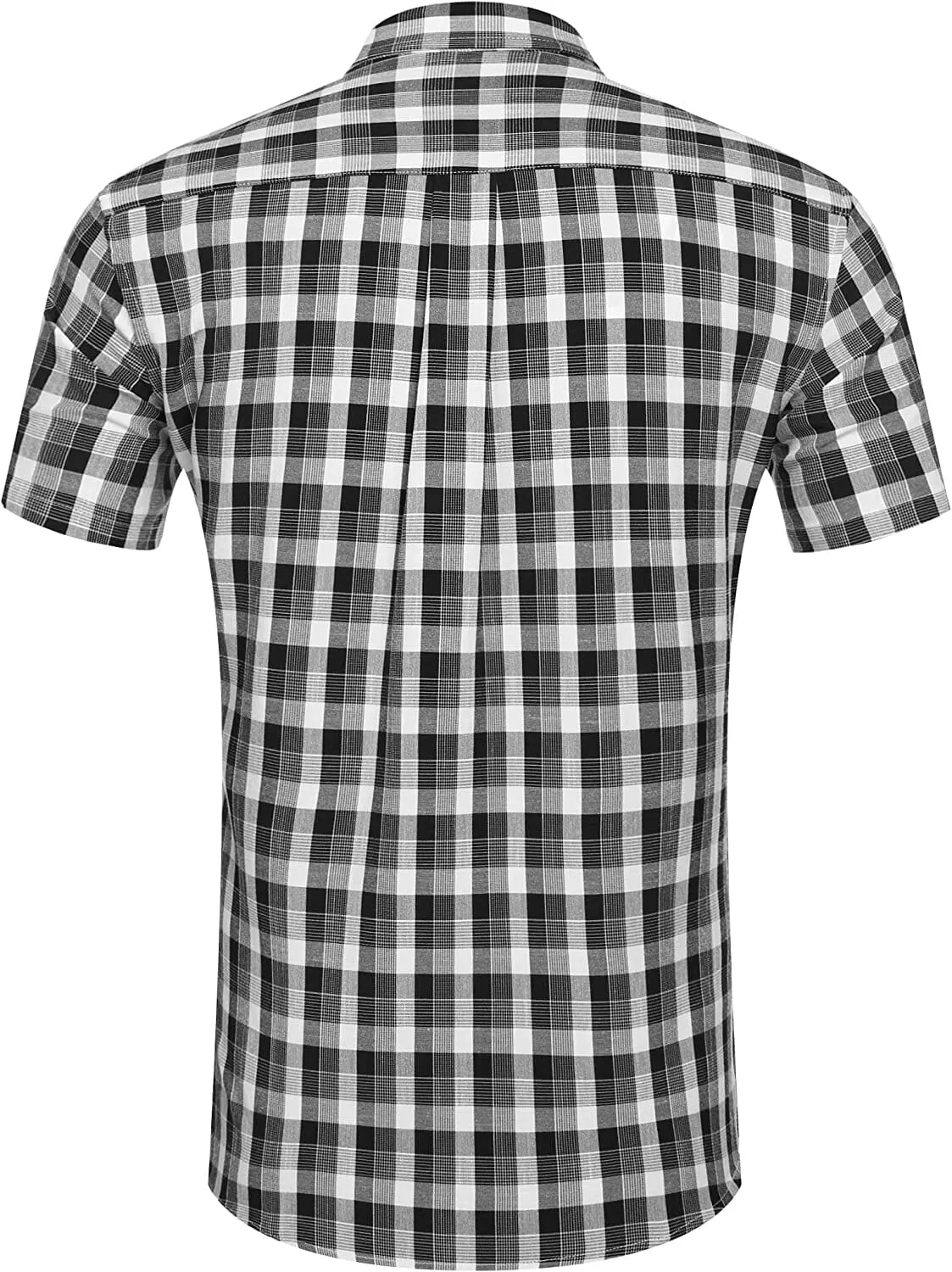 Classic Short Sleeve Plaid Cotton Shirts with Pocket (US Only)