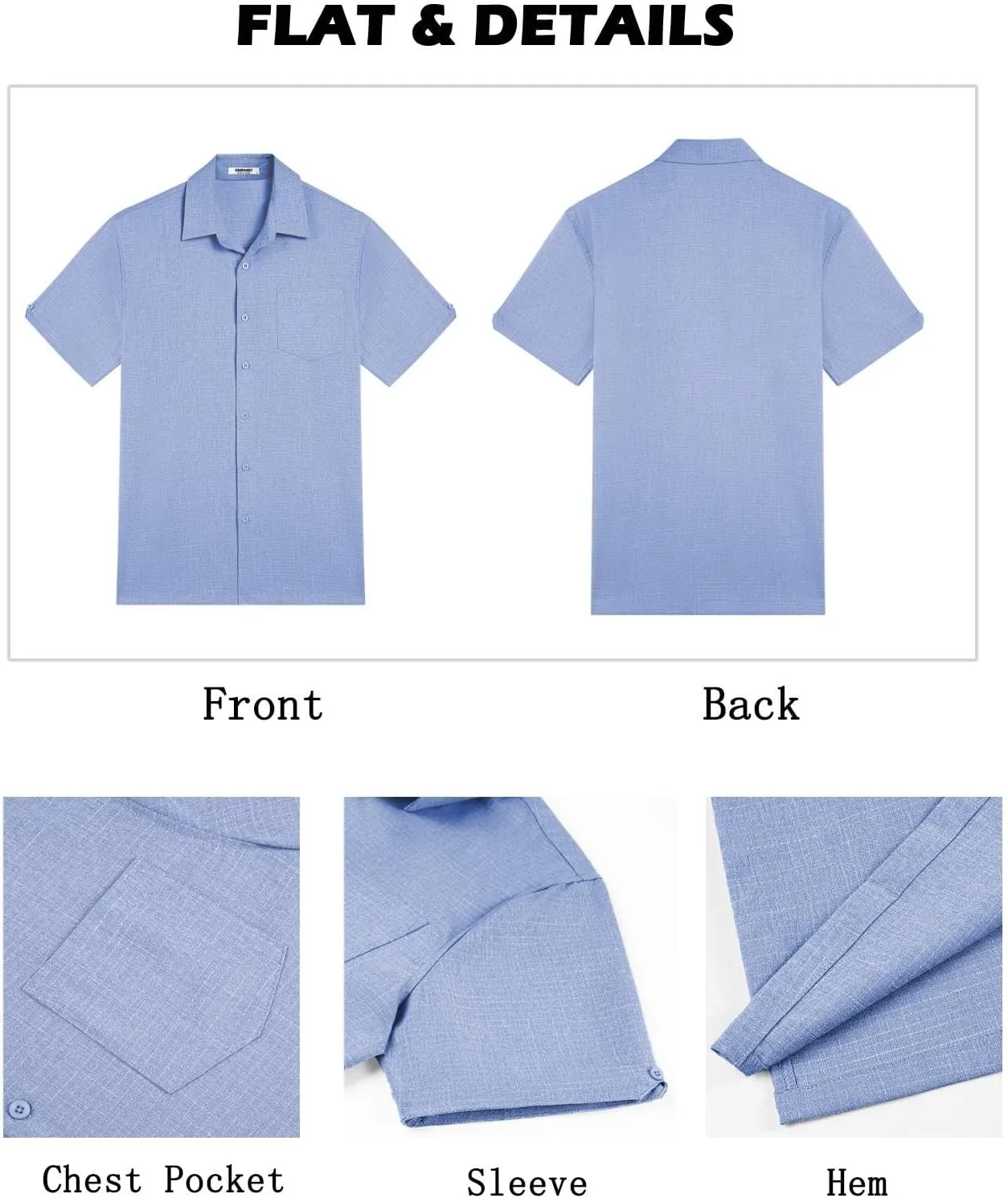 COOFANDY Men's Button Down Shirts Short Sleeve Casual Shirts Summer Beach Linen Shirts with Pocket