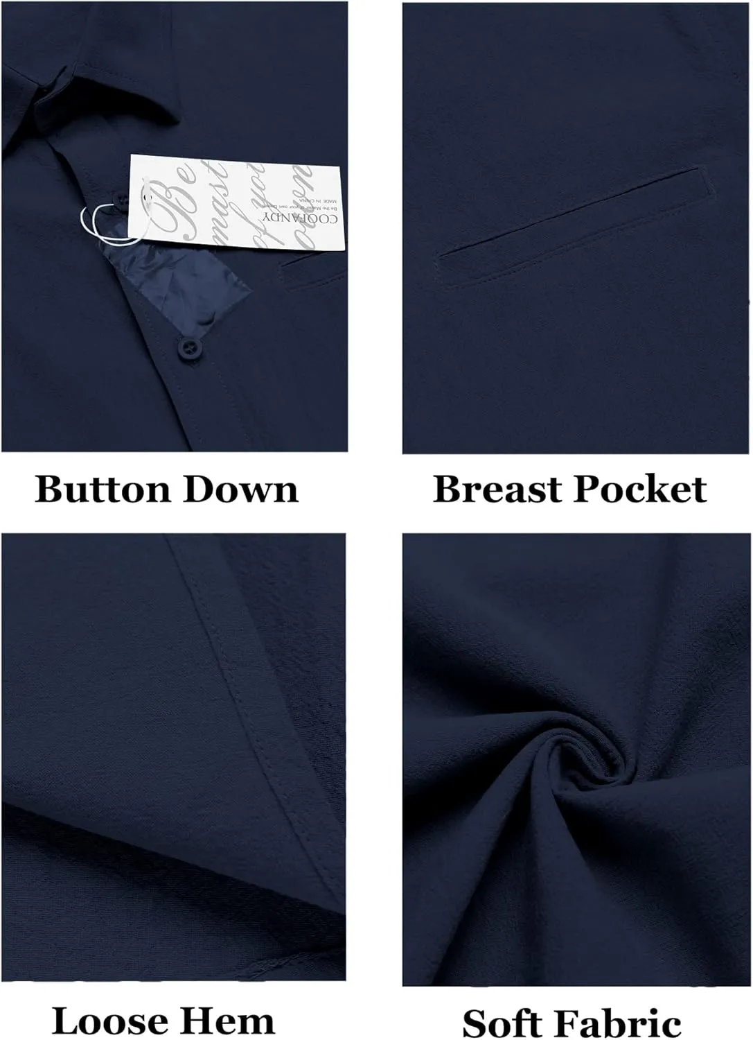 COOFANDY Mens Casual Linen Shirt Short Sleeve Button Down Shirt Summer Beach Hawaiian Shirts