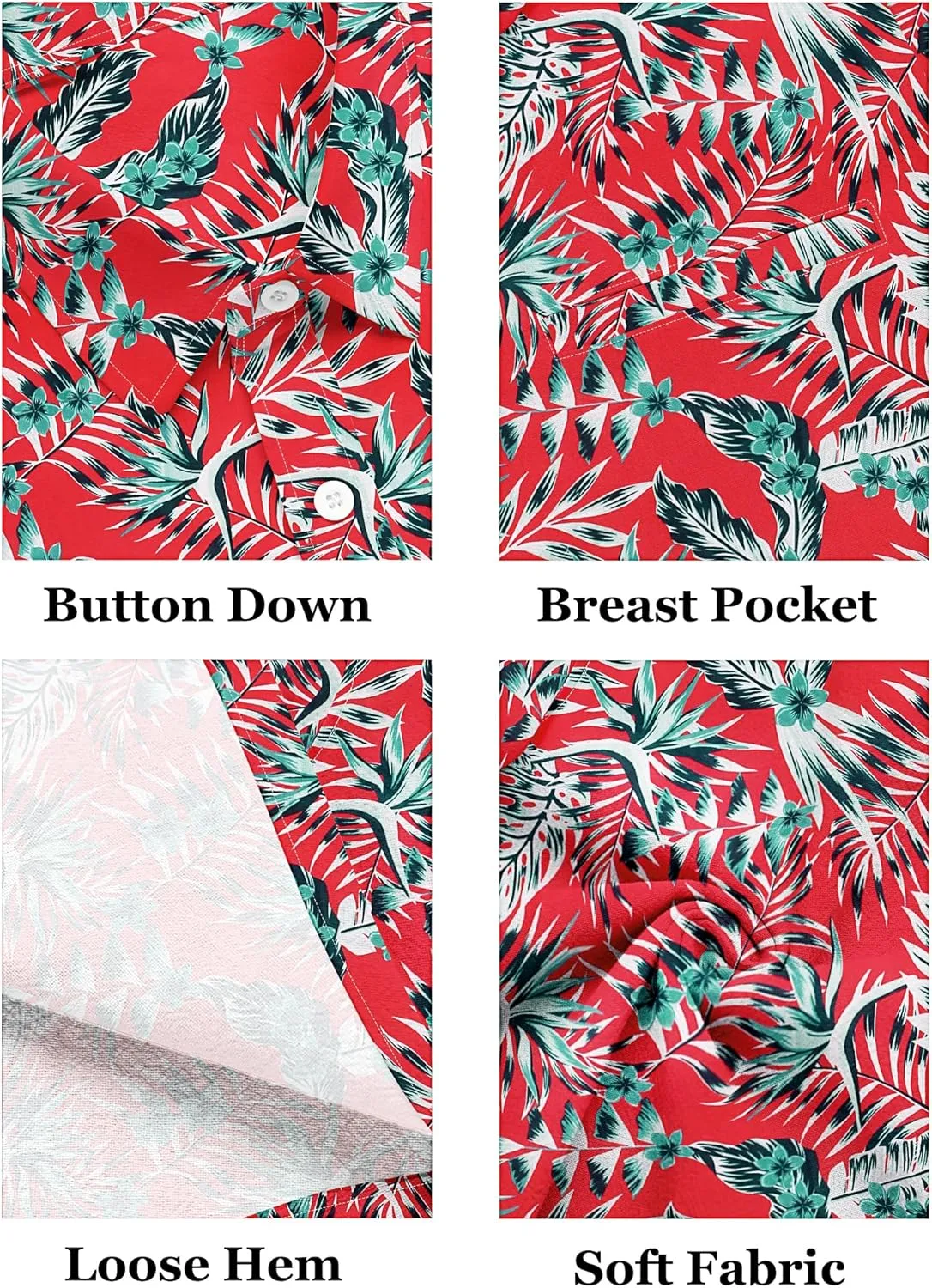 COOFANDY Mens Casual Linen Shirt Short Sleeve Button Down Shirt Summer Beach Hawaiian Shirts