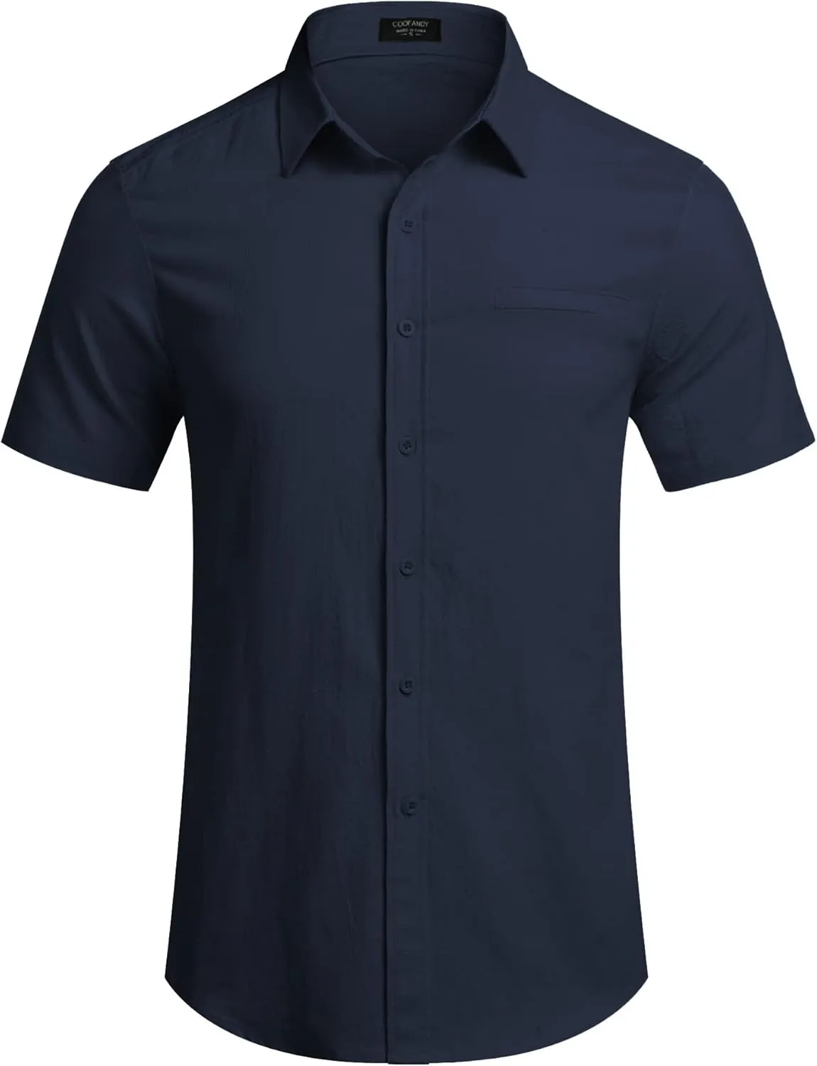 COOFANDY Mens Casual Linen Shirt Short Sleeve Button Down Shirt Summer Beach Hawaiian Shirts