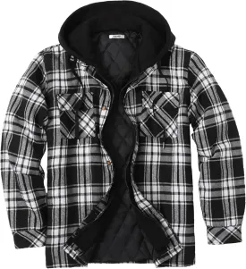 COOFANDY Men's Flannel Shirt Jacket Warm Quilted Lined Hooded Long Sleeve Plaid Shirt Jackets