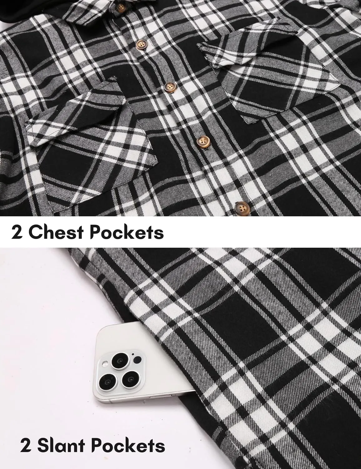 COOFANDY Men's Flannel Shirt Jacket Warm Quilted Lined Hooded Long Sleeve Plaid Shirt Jackets