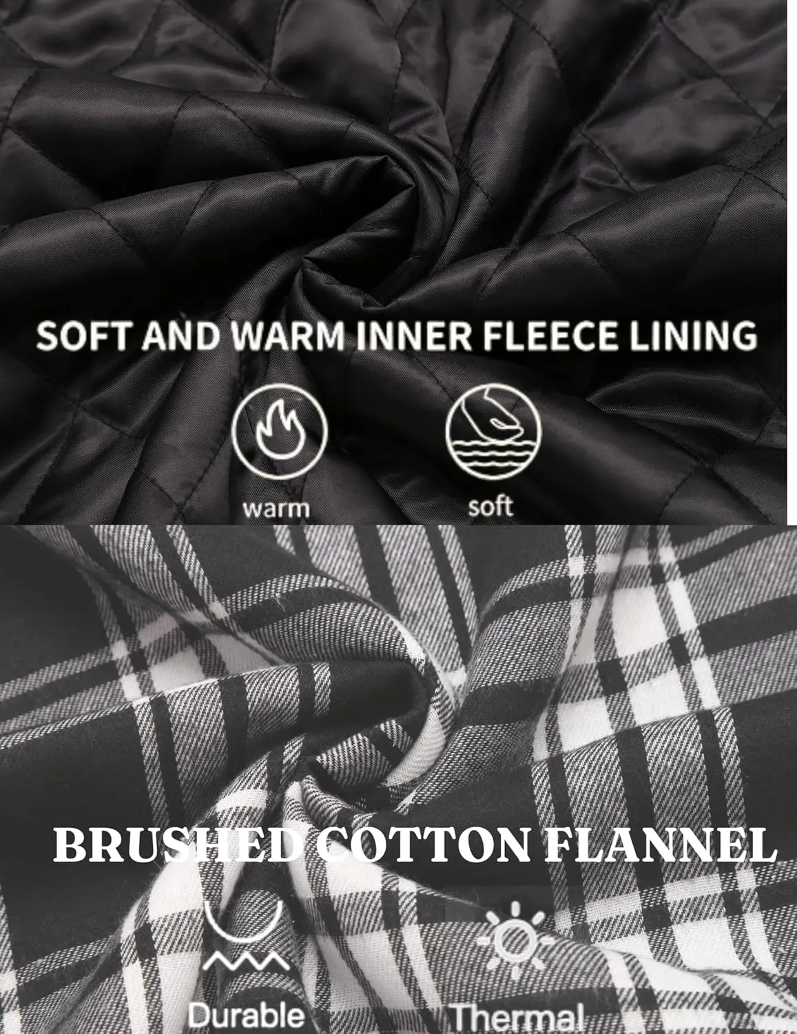 COOFANDY Men's Flannel Shirt Jacket Warm Quilted Lined Hooded Long Sleeve Plaid Shirt Jackets