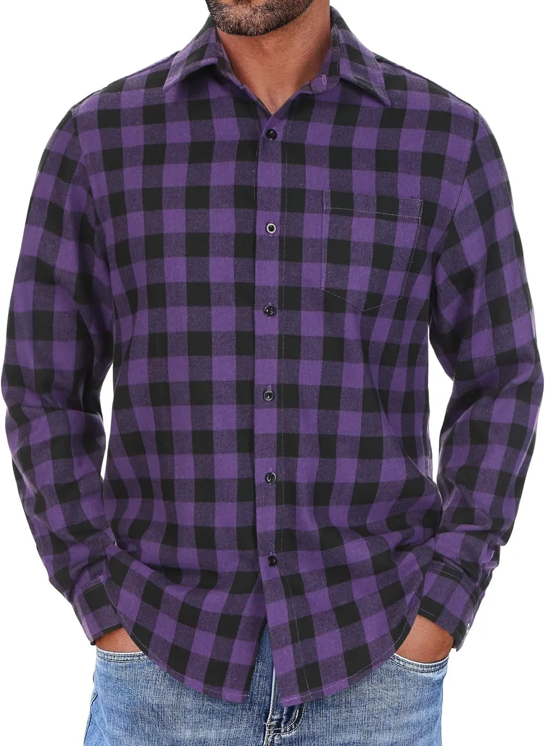 COOFANDY Mens Flannel Shirts Long Sleeve Button Down Shirt with Pocket Casual Shirts Work Shirts for Men
