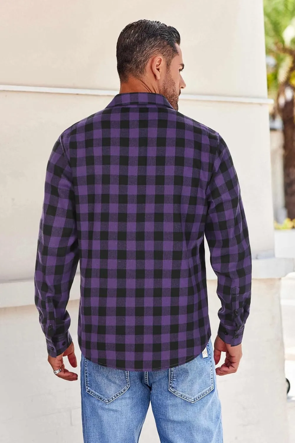 COOFANDY Mens Flannel Shirts Long Sleeve Button Down Shirt with Pocket Casual Shirts Work Shirts for Men