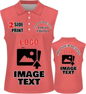 Custom Polo Shirts for Women Personalized Tank Polo Shirts with Logo Text Picture Customized Sleeveless Shirts