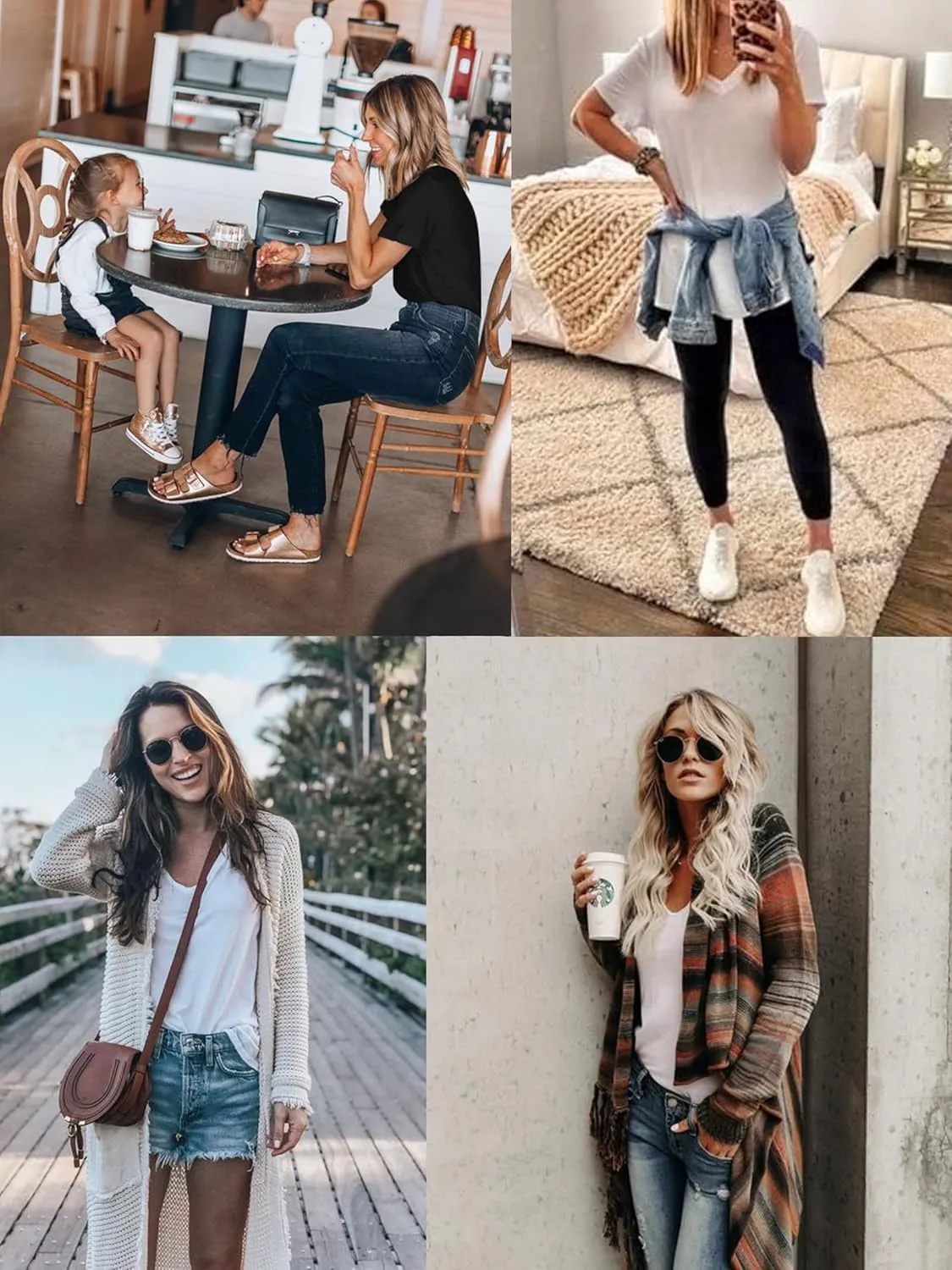 Elesomo Women Shirts V Neck Short/Long Sleeve Cotton Tops T-Shirt Basic Tees