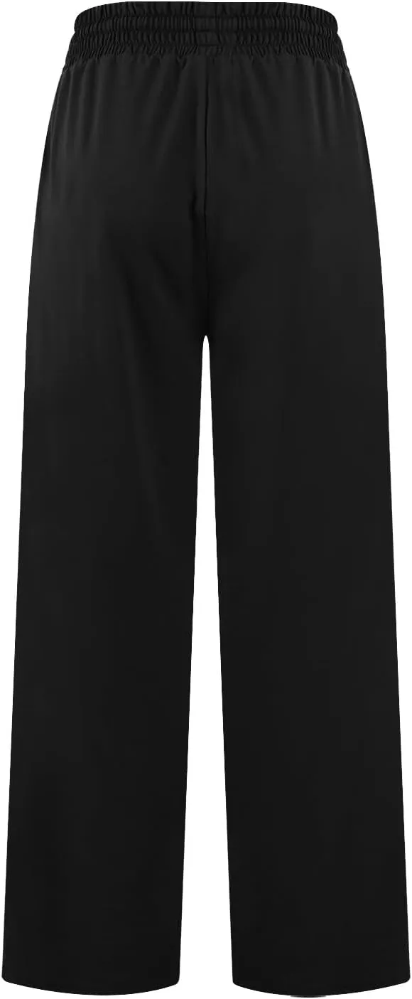 fanmpghleoo Wide Leg Yoga Pants for Women Baggy High Waisted Trousers Lightweight Sweatpants Comfy Lounge Pants with Pockets