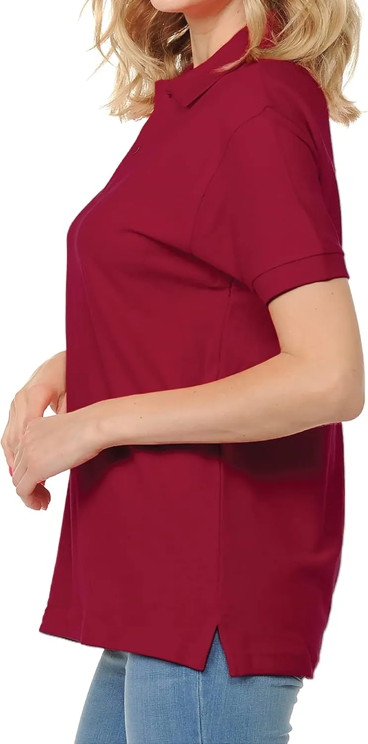 FRESH TEE Women's Adult Unisex 100% Cotton Classic Fit Polo Shirt Short Sleeve for Daily Work School Uniform