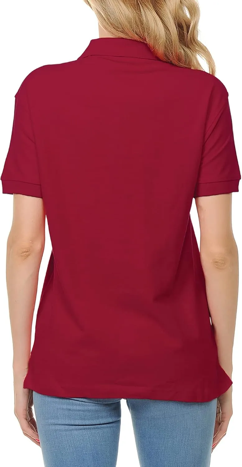 FRESH TEE Women's Adult Unisex 100% Cotton Classic Fit Polo Shirt Short Sleeve for Daily Work School Uniform