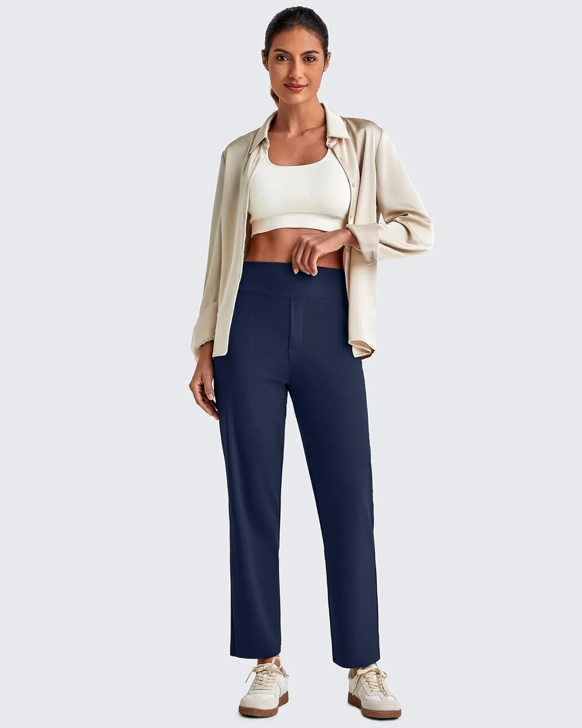 G4Free Womens Ankle Dress Yoga Pants with Pockets Stretchy Crop Business Casual Work Trousers Petite/Regular/Tall