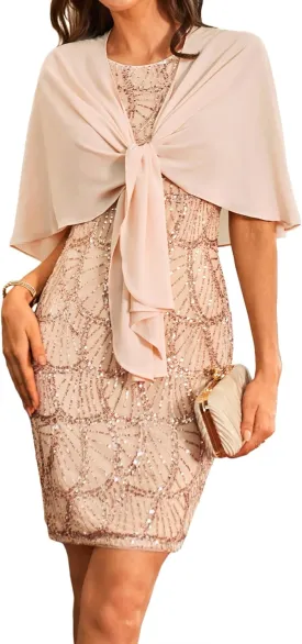 GRACE KARIN Womens Sequin Dress Mother of the Bride Dresses for Wedding Formal Dress Cocktail Evening Dress Two Piece Dress