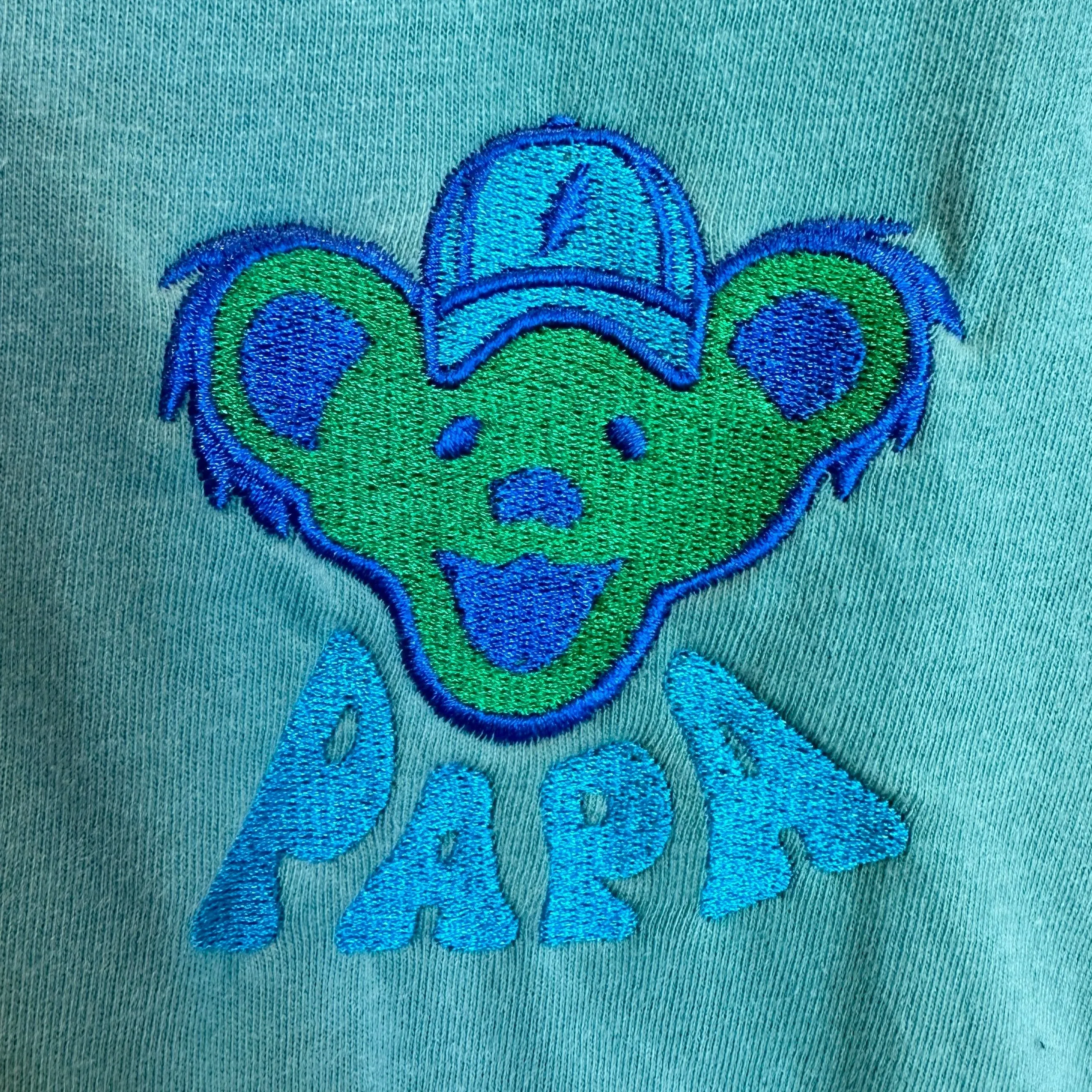 Grateful Dead | 100% Cotton Pigment Dye w/ Embroidery | Aqua Papa Bear