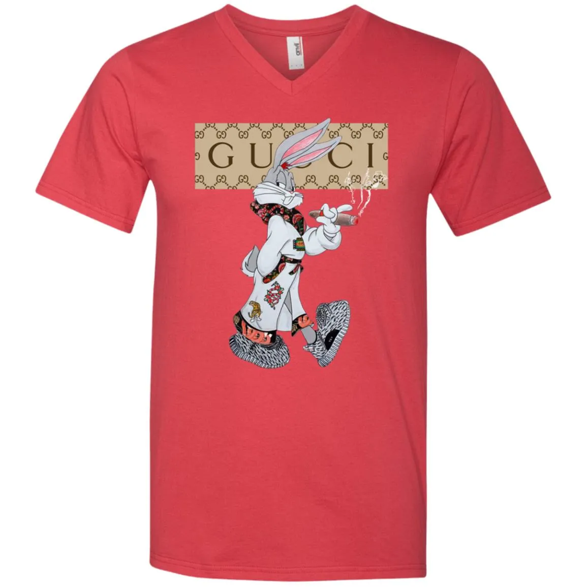Gucci Rabbit Smoking Tshirt Men V-Neck T-Shirt