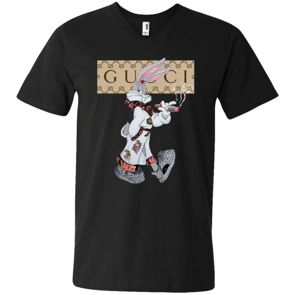 Gucci Rabbit Smoking Tshirt Men V-Neck T-Shirt