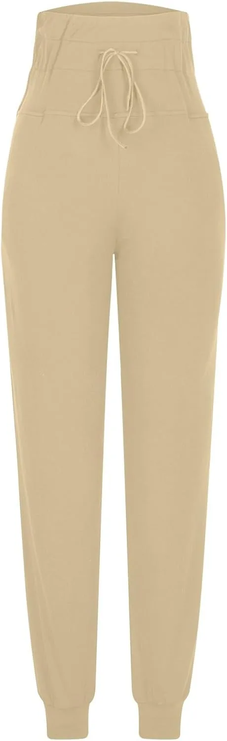 Gumipy Womens Joggers with Pockets Drawstring High Waisted Stretchy Sweatpants Soft Comfy Yoga Pants Tapered Lounge Pants