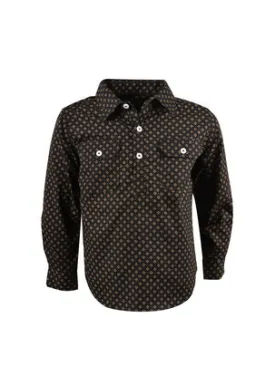 Hard Slog Boys Half Placket Alex Light Cotton Shirt- H2W7101057