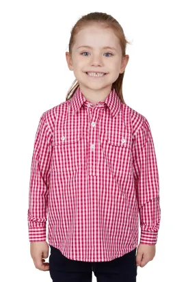 Hard Slog Kids Dana Half Placket L/S Shirt - Pink - H4W7101206