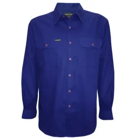 Hardslog Mens Full Placket Light Cotton Royal Blue Work Shirt