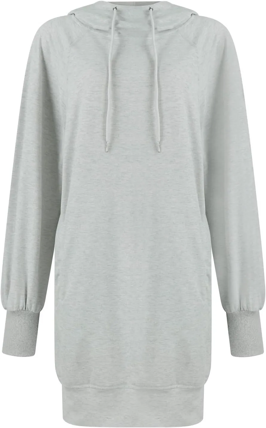 Hoodie Dress for Women Athleisure Drawstring Hooded Sweatshirt Dress Casual Long Sleeve Tunic Dress with Pockets