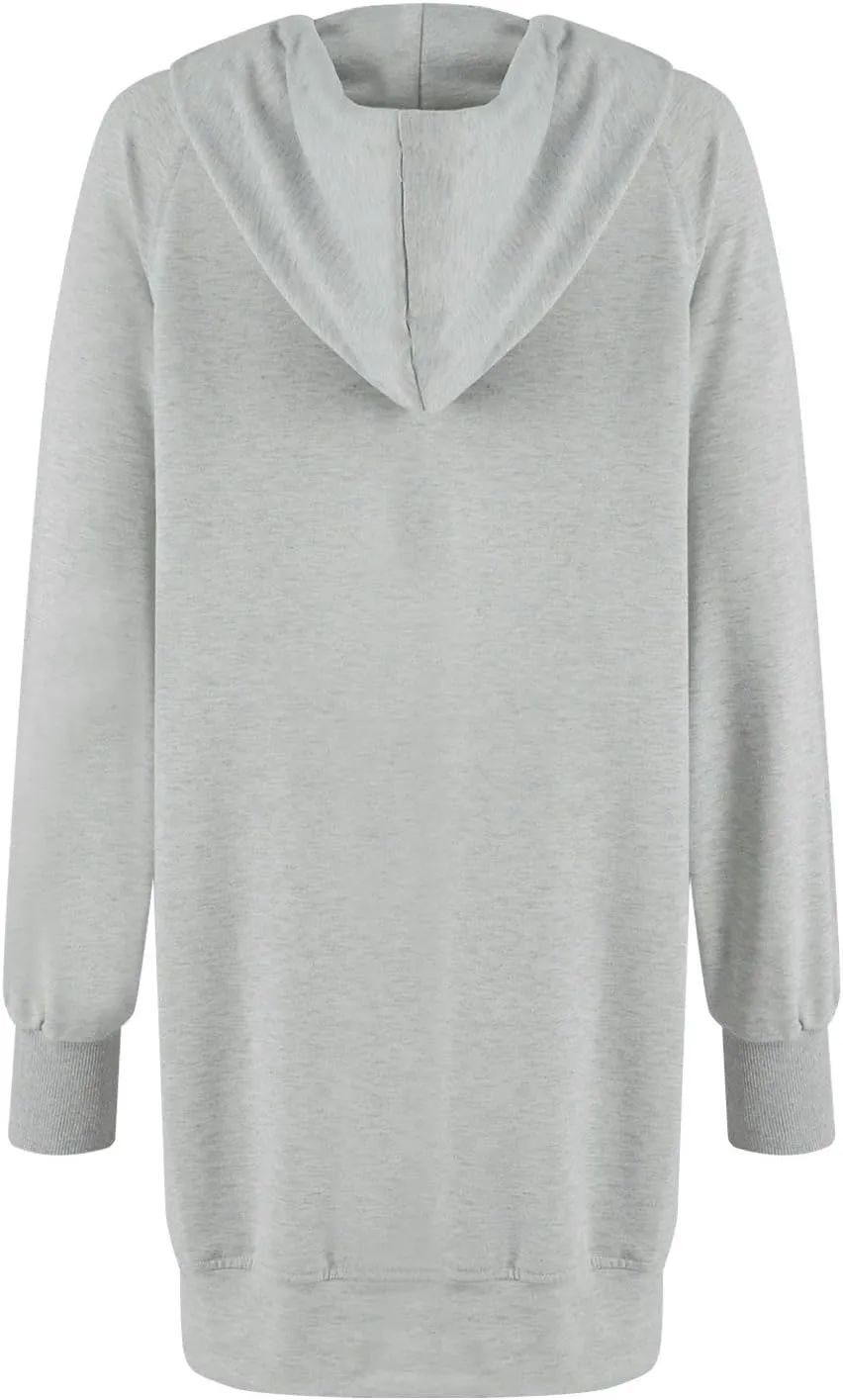 Hoodie Dress for Women Athleisure Drawstring Hooded Sweatshirt Dress Casual Long Sleeve Tunic Dress with Pockets