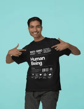 Human Being - Unisex Oversized Cotton Graphic Printed T-Shirt