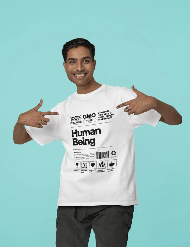 Human Being - Unisex Oversized Cotton Graphic Printed T-Shirt