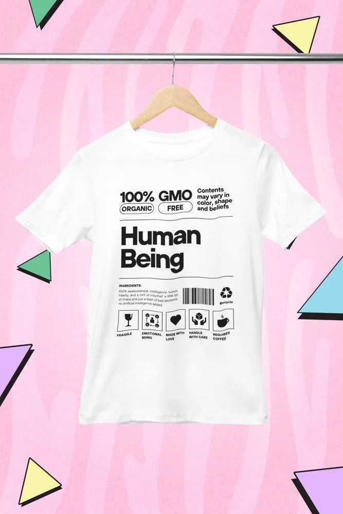 Human Being - Unisex Oversized Cotton Graphic Printed T-Shirt
