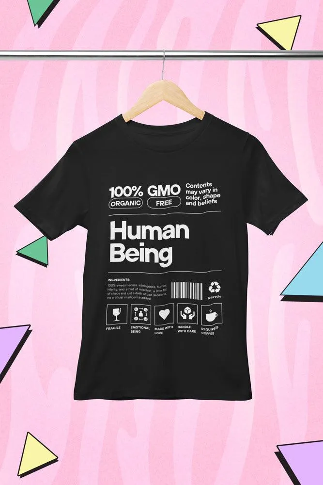 Human Being - Unisex Oversized Cotton Graphic Printed T-Shirt