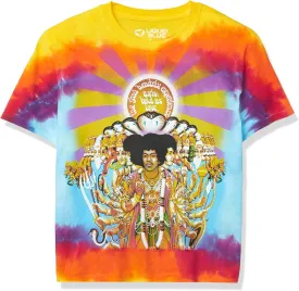 Liquid Blue unisex adult Jimi Hendrix Asix Bold as Love Tie Dye T-shirt T Shirt, Multi, Small US