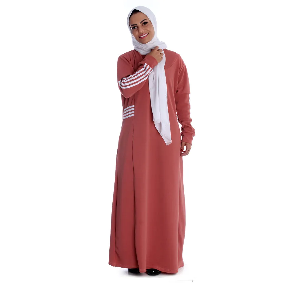 Long Striped Sports Dress / sumo- free size -7089