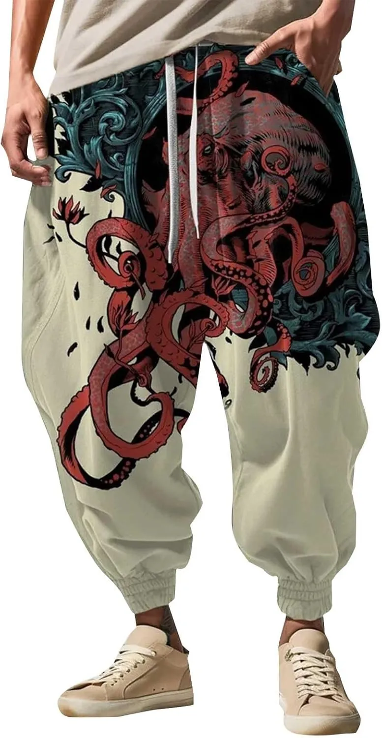 Mens Hip Hop Harem Pants Fashion Street Feel Casual Sweatpants Workout Athletic Running Pants Mens Yoga Pants