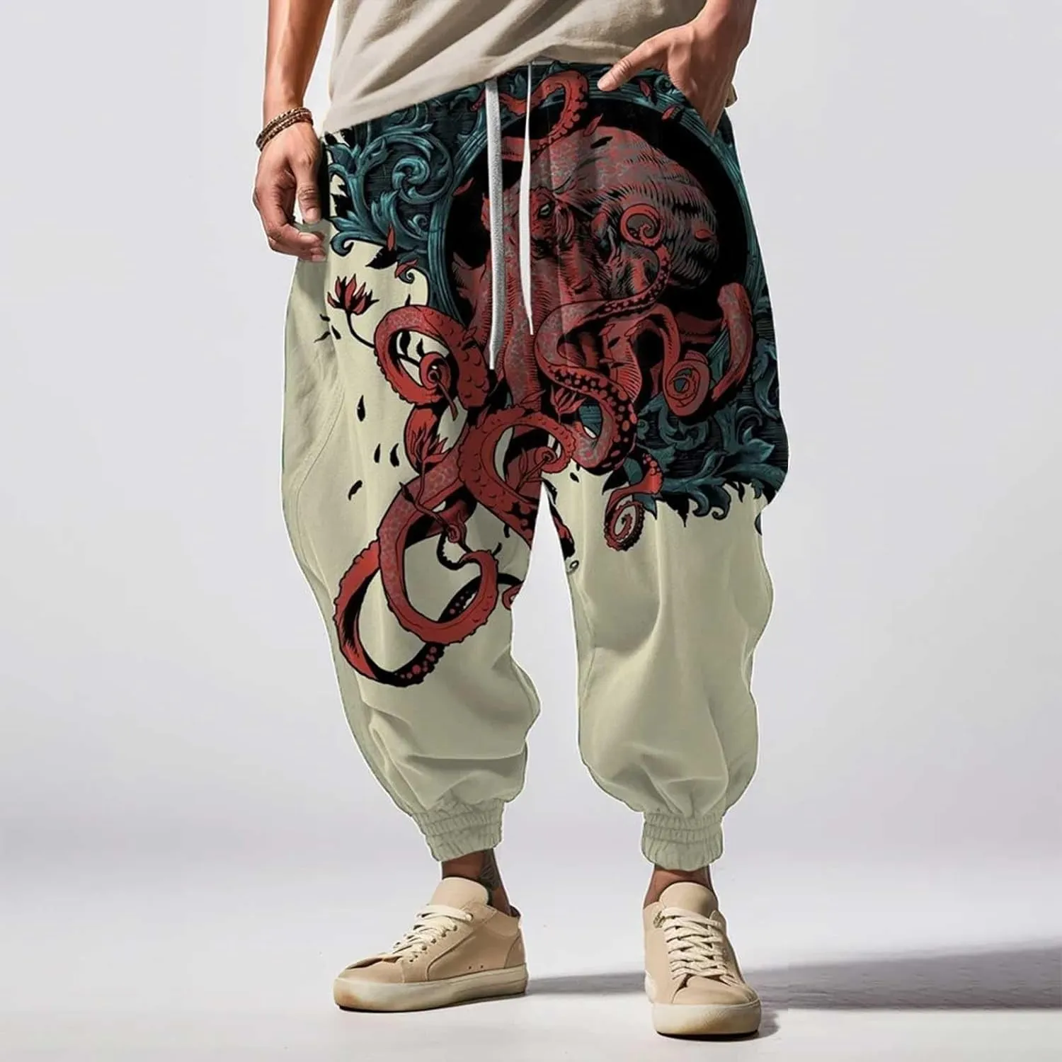 Mens Hip Hop Harem Pants Fashion Street Feel Casual Sweatpants Workout Athletic Running Pants Mens Yoga Pants