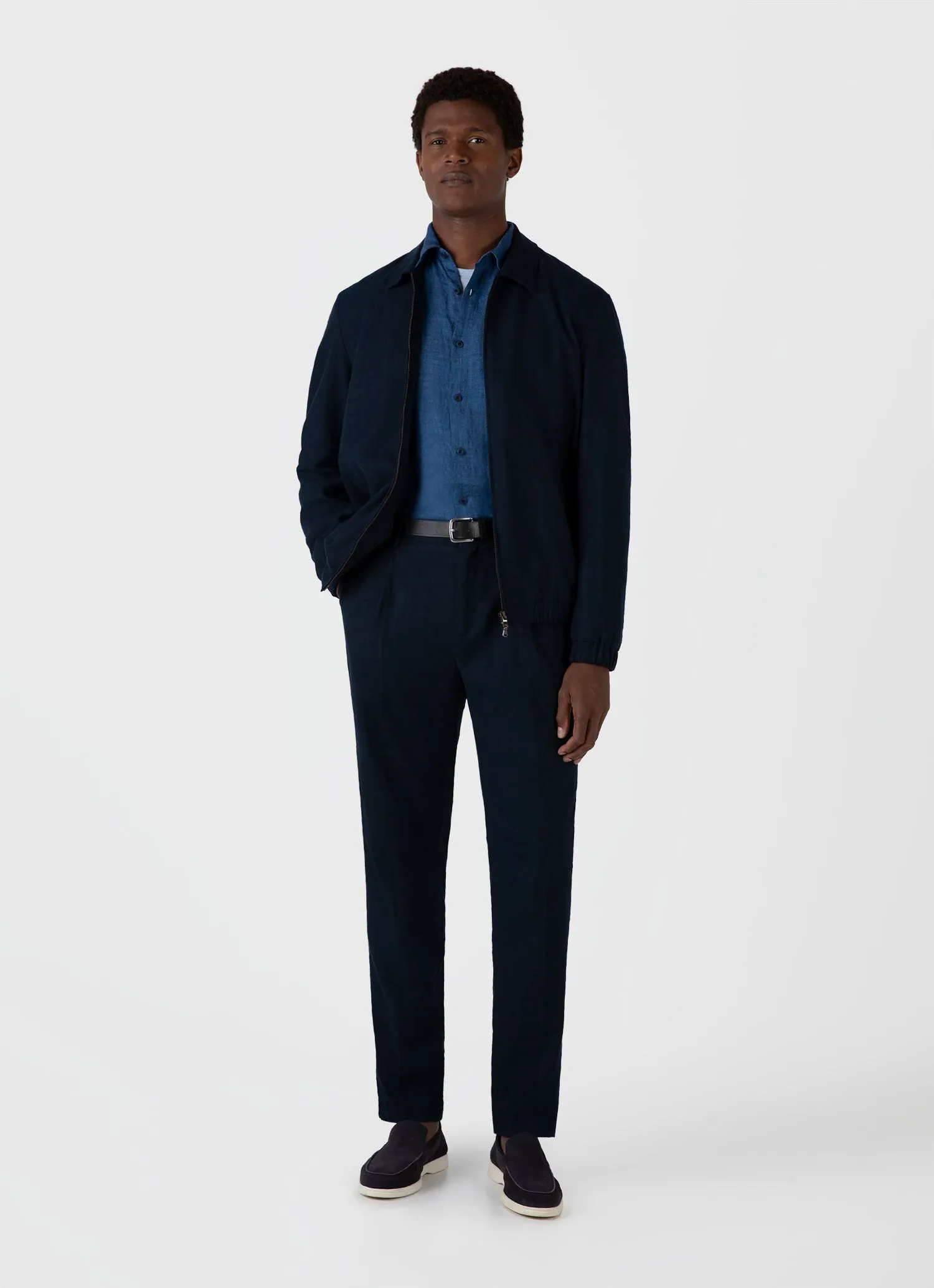 Men's Linen Shirt in Ink Blue
