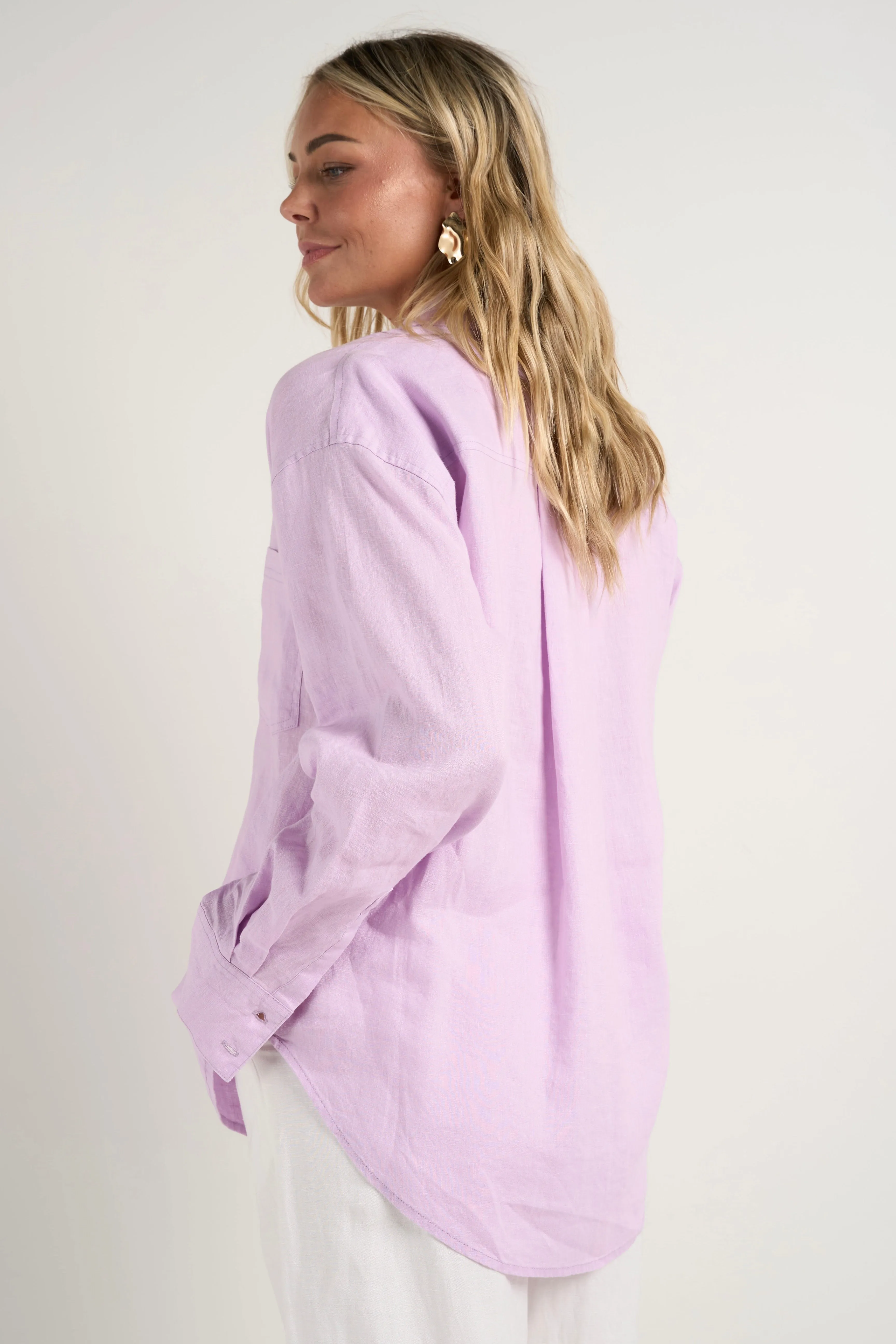 Optimum Lilac Linen Oversized Shirt