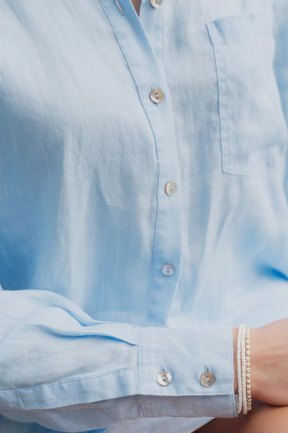 Optimum Sky Blue Stripe Linen Oversized Shirt