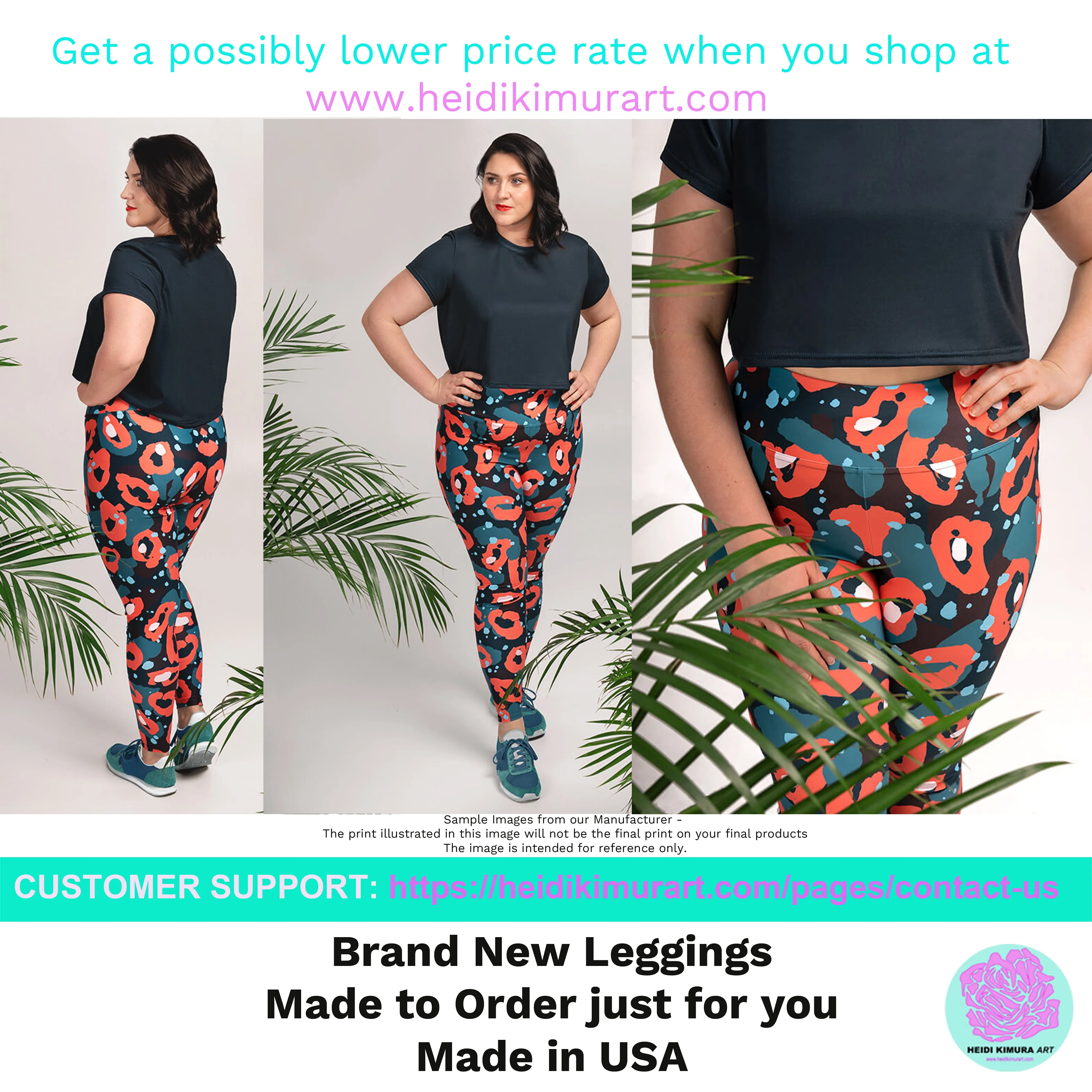 Orange Tiger Plus Size Leggings, Animal Stripe Print Women's Yoga Pants-Made in USA/EU