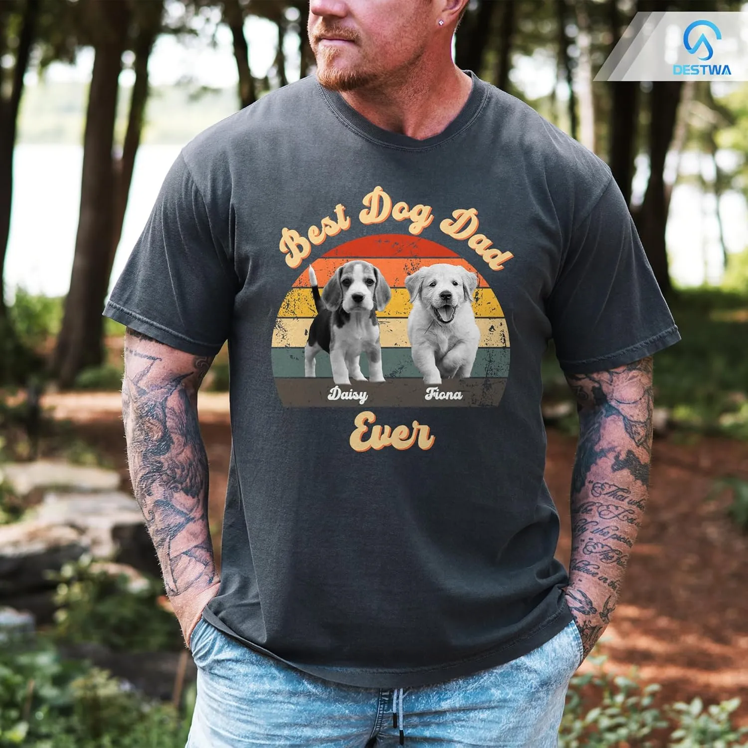 Personalized Dog Dad Shirt for Men, Custom Dog Dad T Shirt with Name Photo, Custom Fathers Day Shirt