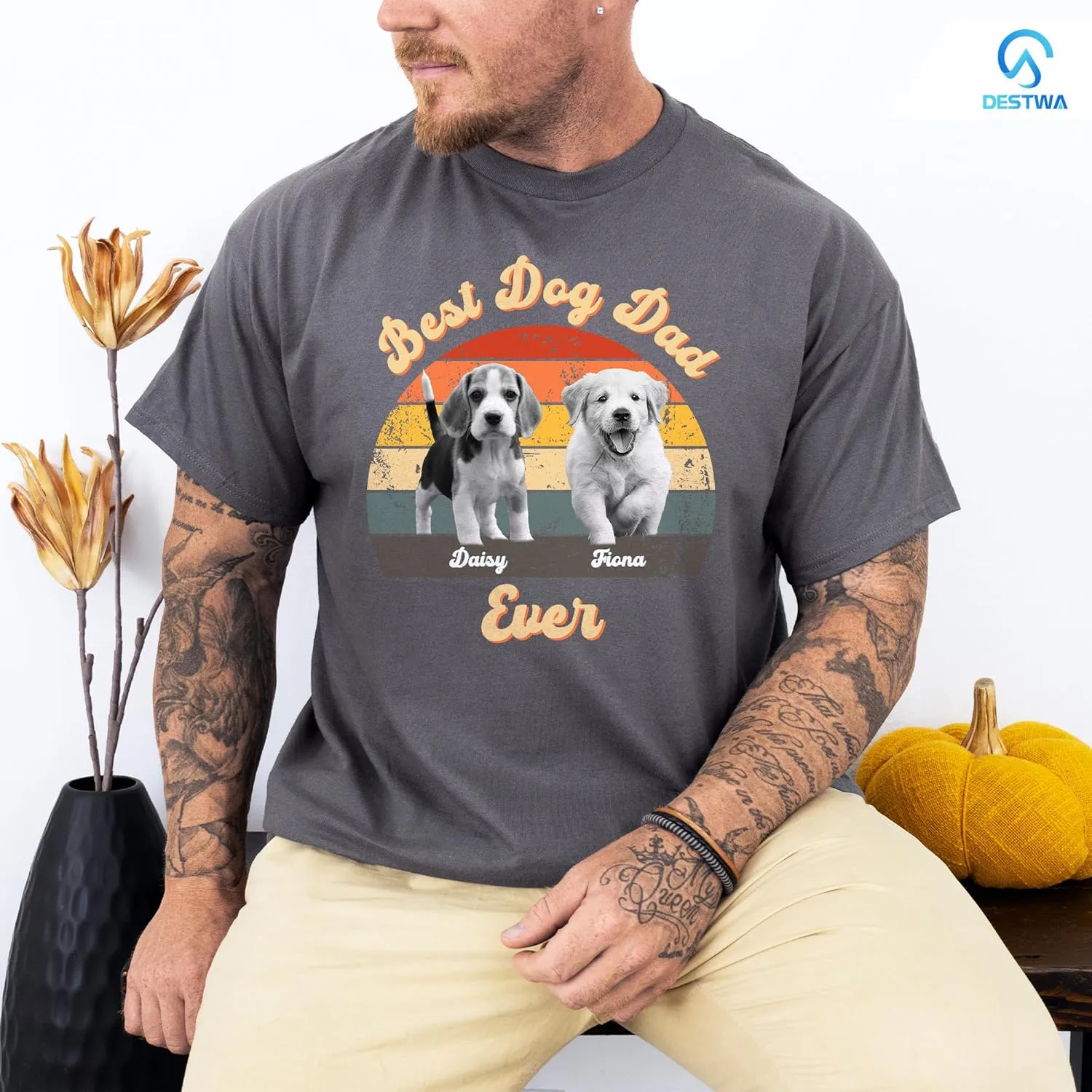 Personalized Dog Dad Shirt for Men, Custom Dog Dad T Shirt with Name Photo, Custom Fathers Day Shirt