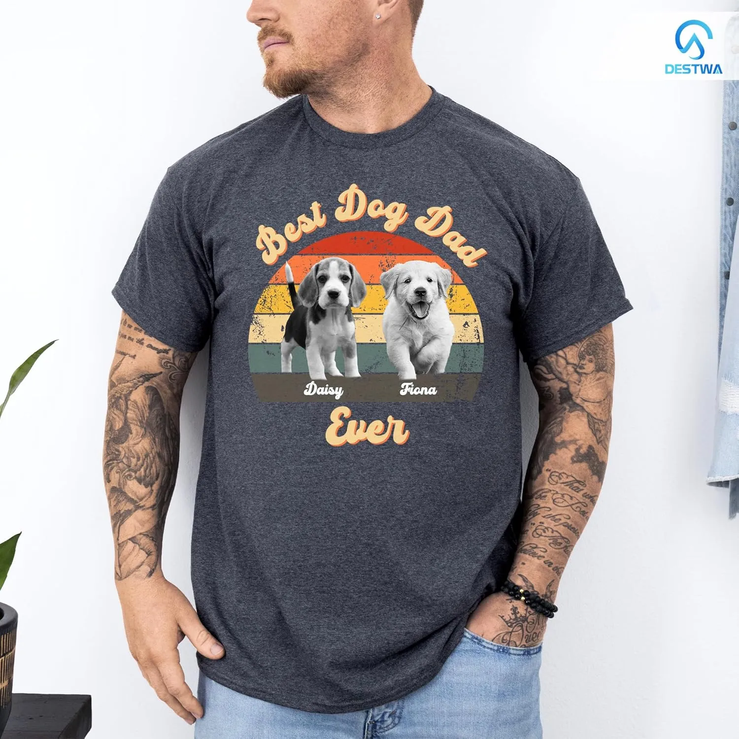 Personalized Dog Dad Shirt for Men, Custom Dog Dad T Shirt with Name Photo, Custom Fathers Day Shirt